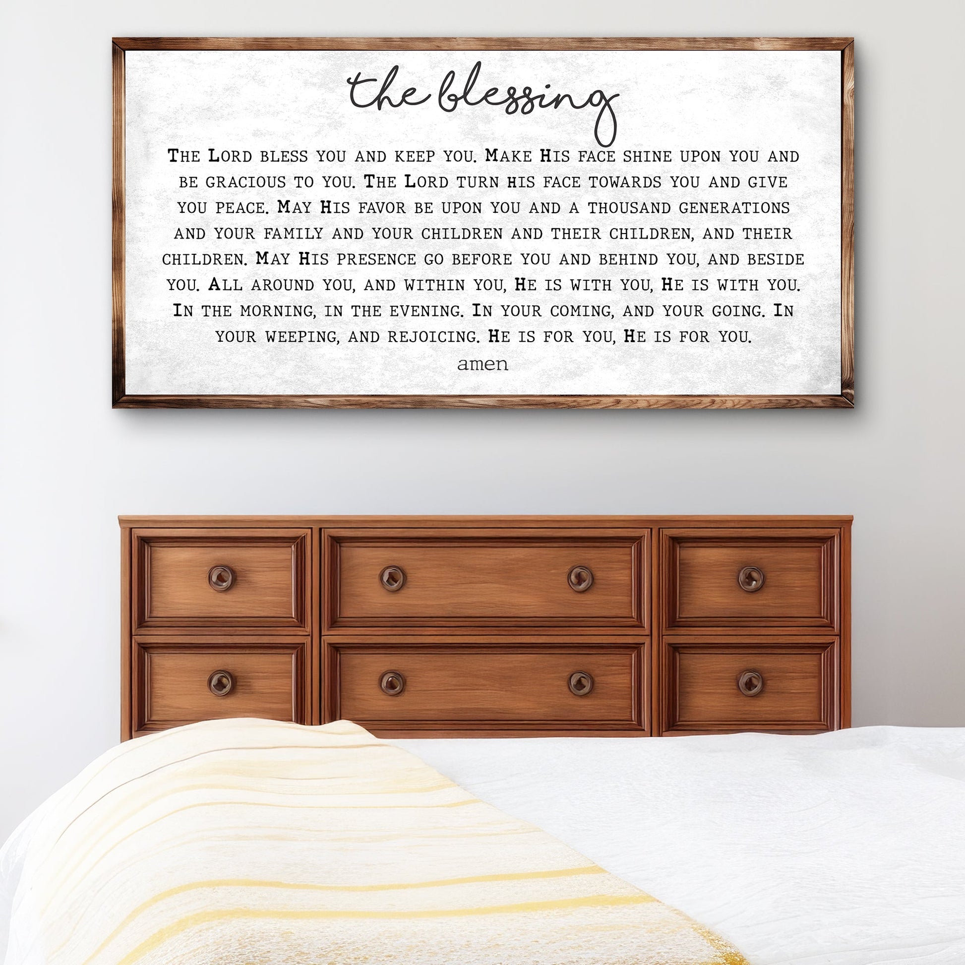 Canvas The Blessing Faith Sign II by Tailored Canvases with background and wood frame on Tampa Home & Garden Store