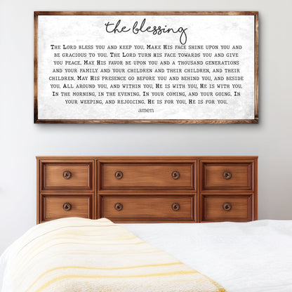 Canvas The Blessing Faith Sign II by Tailored Canvases with background and wood frame on Tampa Home & Garden Store