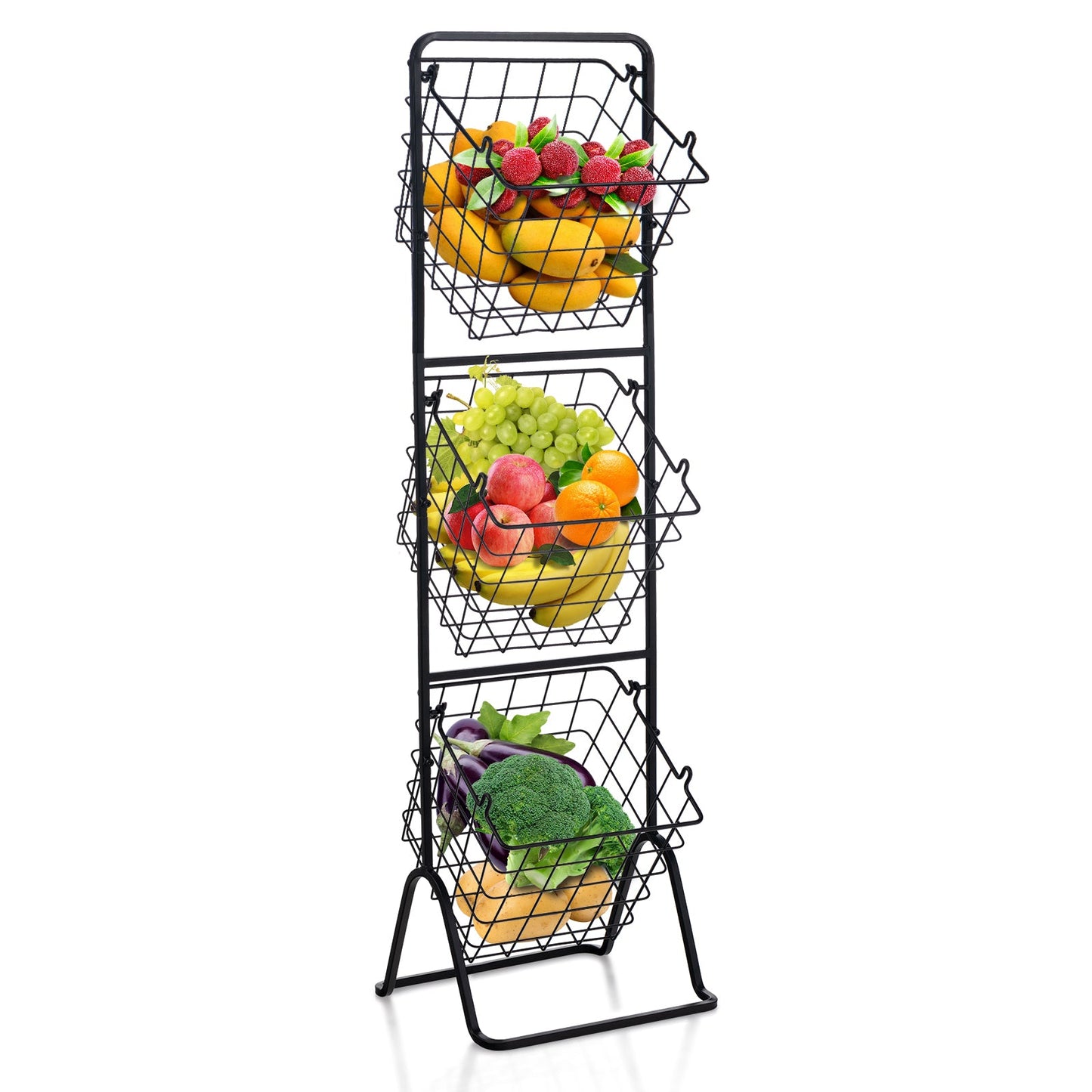 Cesto de Fruta de 3 Niveles con Alturas Ajustables
