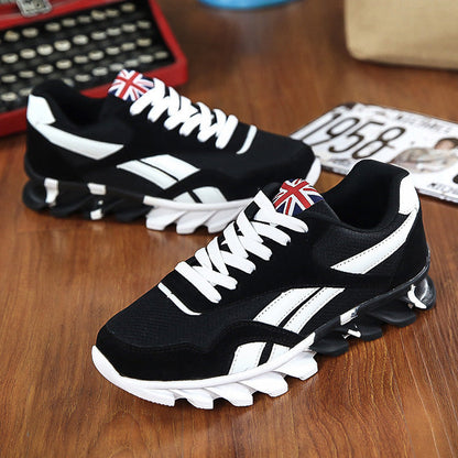 Mens Stevvex athletic sneakers black with white stripes laceup Union Jack flag pair on Tampa Home & Garden Store