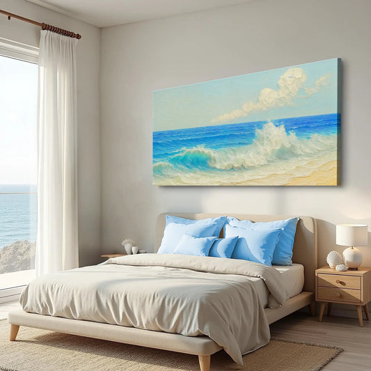 Serene Ocean Wave Coastal Wall Art XIII canvas; blue waves and sandy shore Tailored Canvases on Tampa Home & Garden Store
