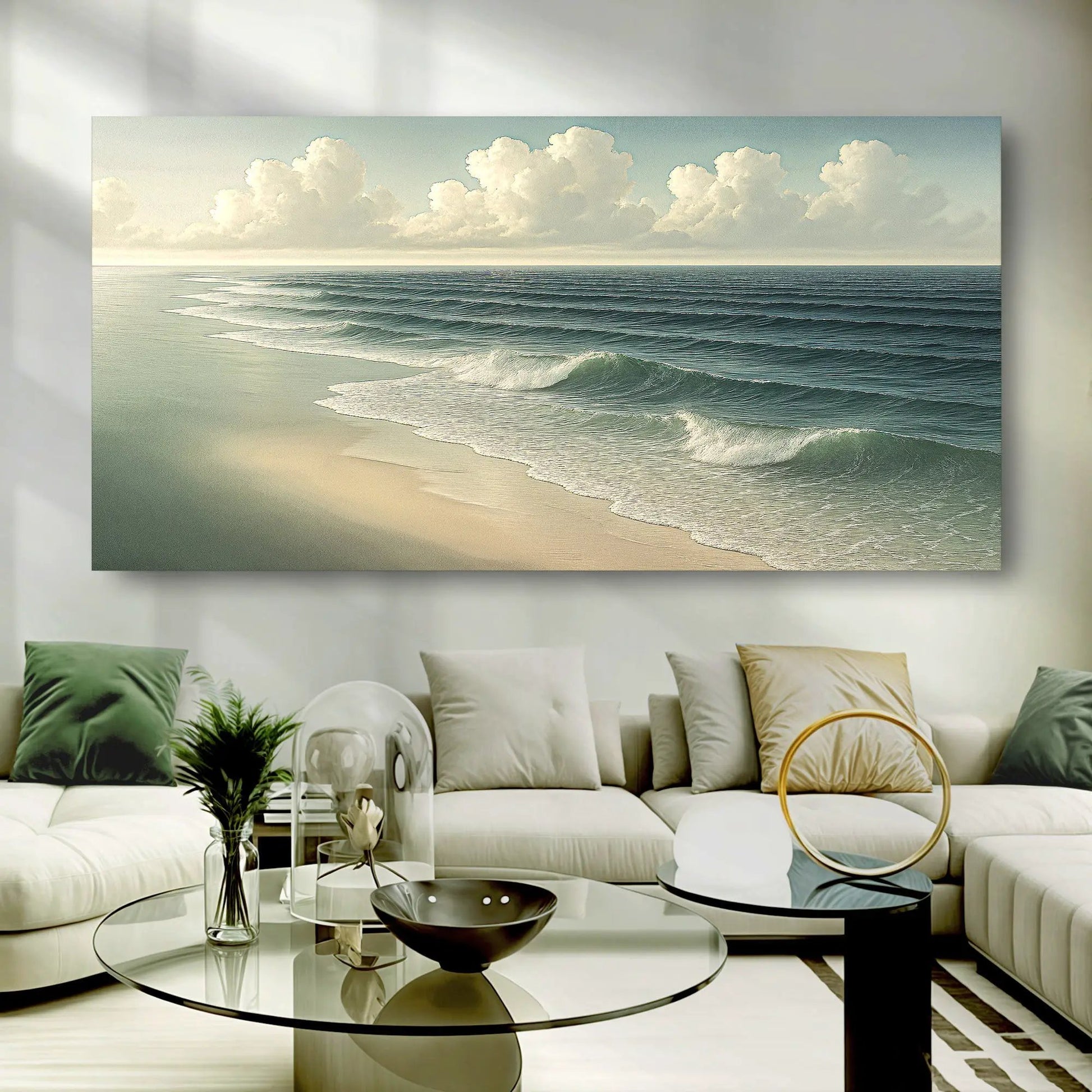 Beach Shoreline Coastal Wall Art VI canvas by Tailored Canvases, ocean waves and clouds on Tampa Home & Garden Store