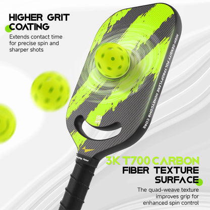Ascent Pickleball Paddle Control by Warping Point neon lime carbon fiber surface on Tampa Home & Garden Store