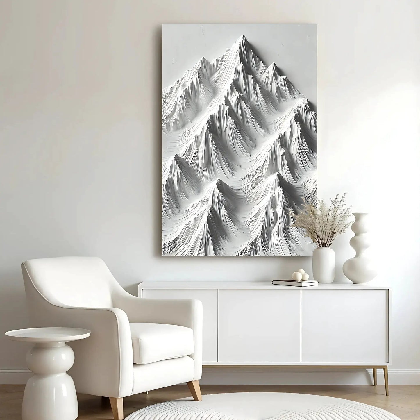 White Mountain Wall Art canvas by Tailored Canvases; grayscale mountains on Tampa Home & Garden Store