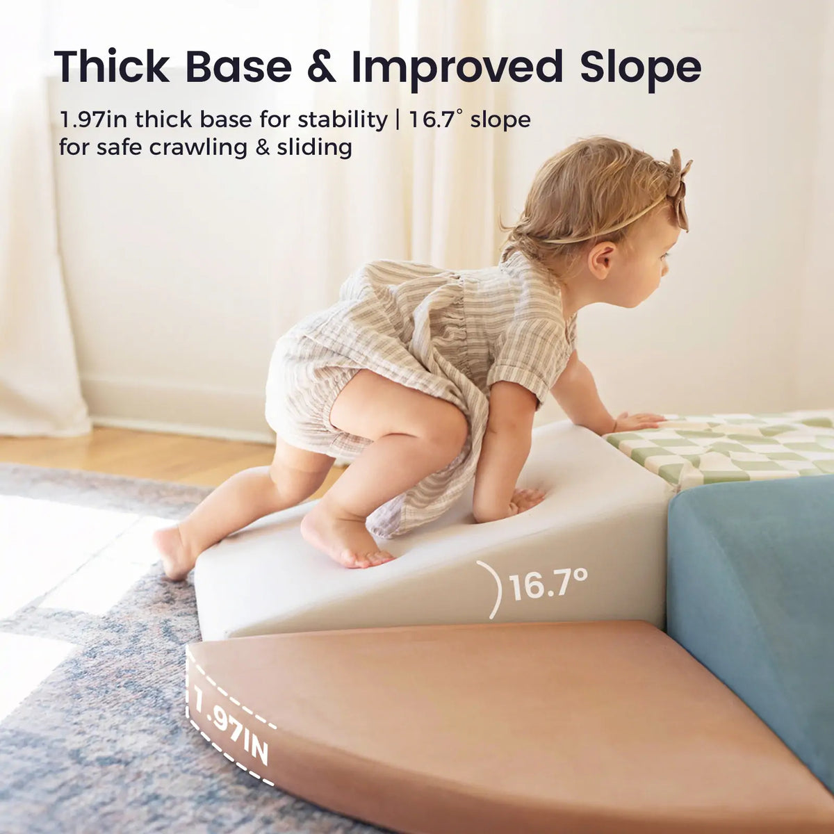 Tiny Land PlayNest Climbing Blocks Morandi beige play mats; 1.97in thick base; toddler climbs on Tampa Home & Garden Store
