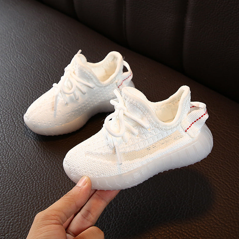 Stevvex white baby toddler sneakers pair with knit upper and cushioned sole on Tampa Home & Garden Store