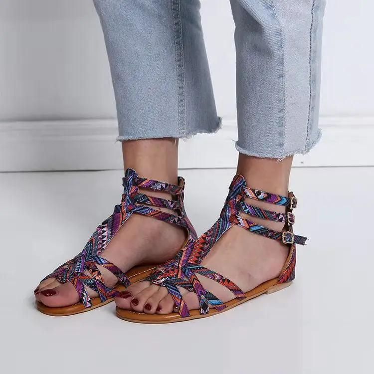 Women's Leather Sandals With Retro Arch Support
