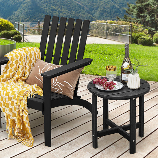Set of 2 18 Inch Round Weather-Resistant Adirondack Side Tables-Black - Tampa Home & Garden Store