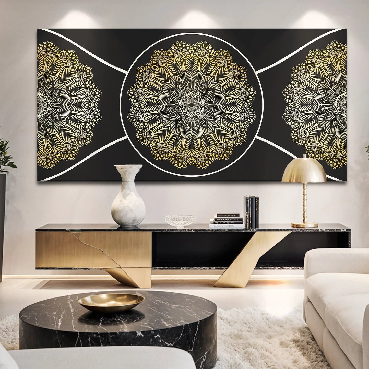 Gold Sacred Geometry Wall Art Canvas USA