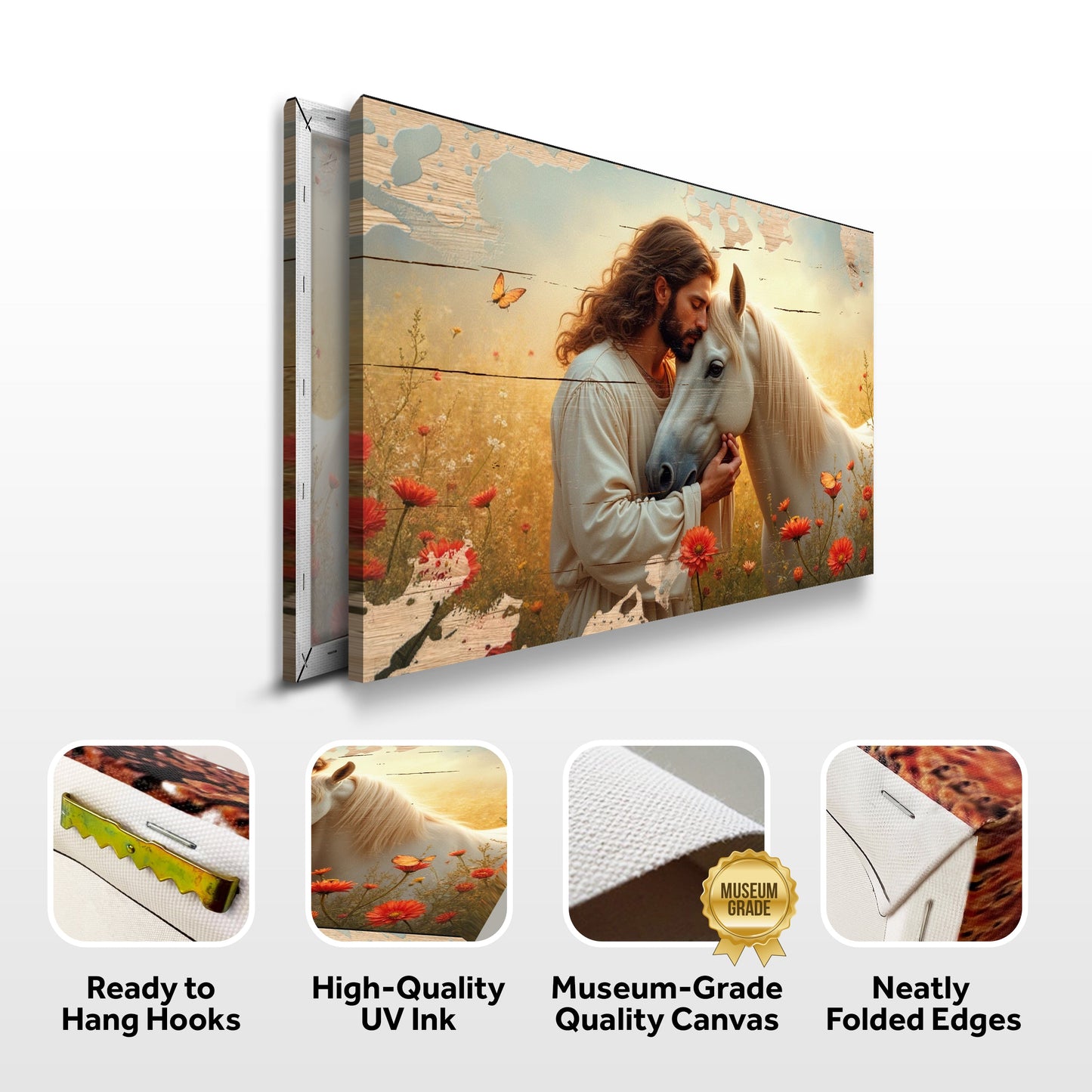 Jesus and Horse Faith Wall Art II canvas by Tailored Canvases, warm pastoral scene on Tampa Home & Garden Store