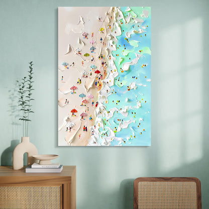 Beachfront Painting canvas wall art by Tailored Canvases, coastal beachgoers and umbrellas on Tampa Home & Garden Store