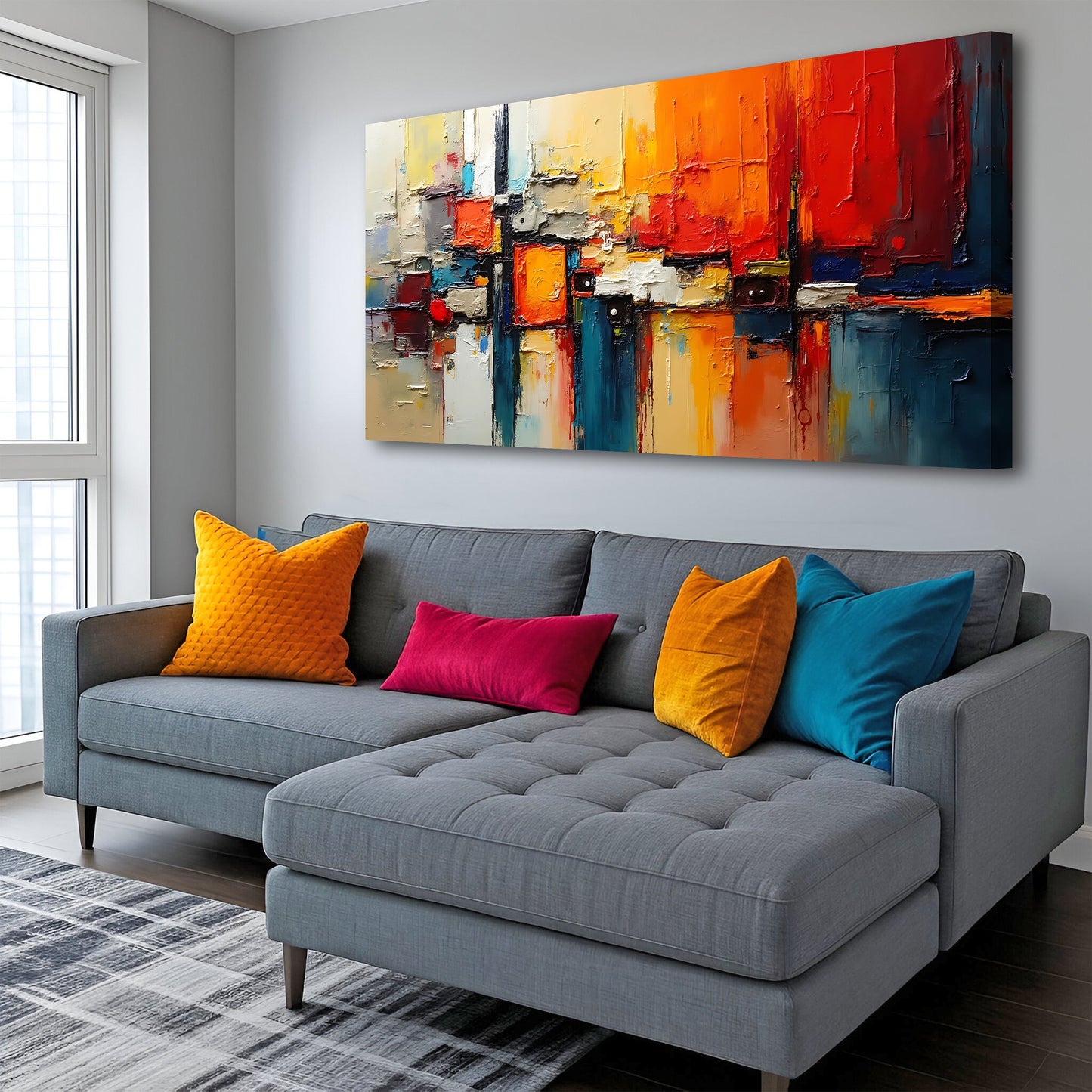 Colorful Abstract Wall Art II canvas by Tailored Canvases with thick texture in reds and oranges on Tampa Home & Garden Store