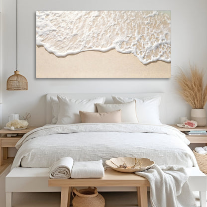 Sandy Waves Wall Art II canvas by Tailored Canvases; beige sand tones with white foam on Tampa Home & Garden Store
