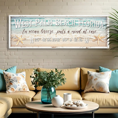 Personalized Beach House Coastal Sign canvas ocean blue seascape starfish Tailored Canvases on Tampa Home & Garden Store