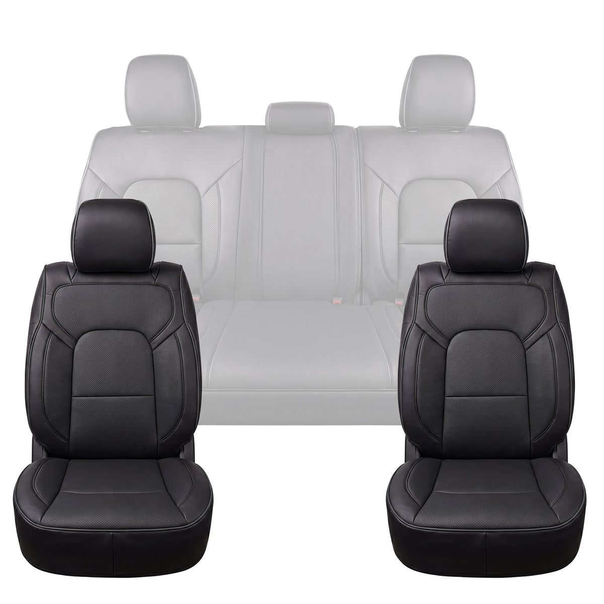 Umbrauto Custom Seat Covers for Dodge Ram; black leather front seats, gray rear seat set on Tampa Home & Garden Store