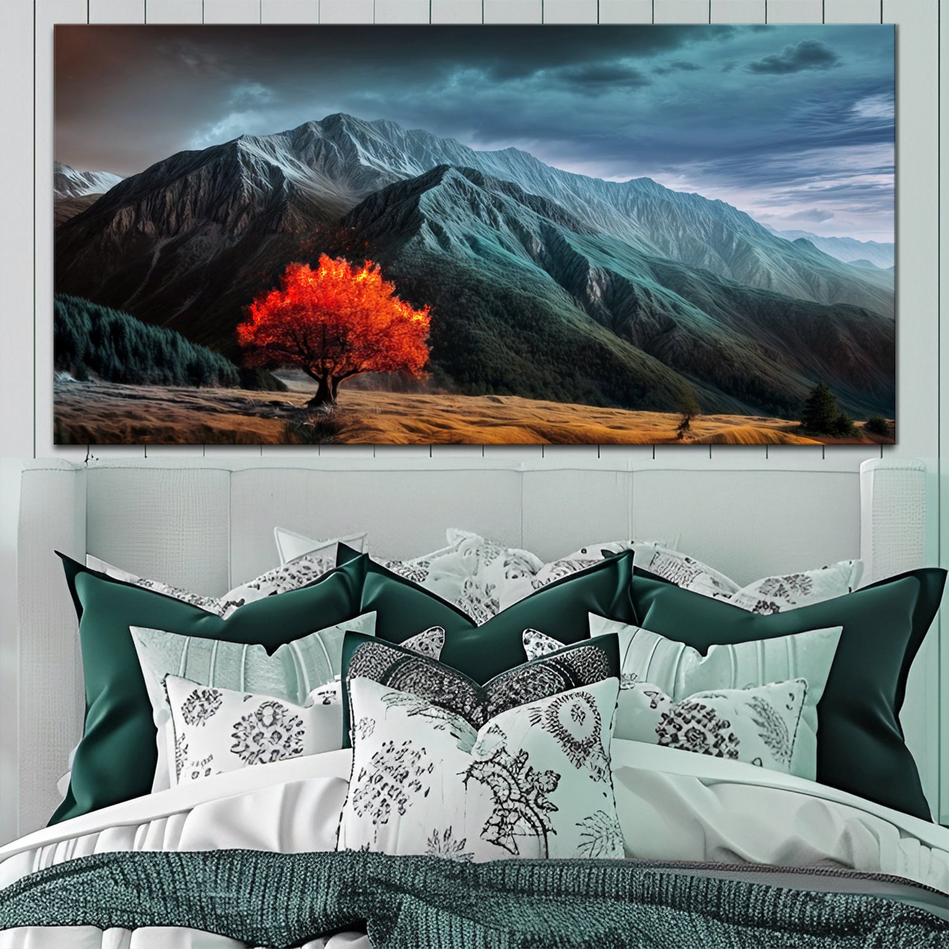 Canvas Burning Bush Faith Wall Art IX Tailored Canvases crafting canvas with red tree and mountains on Tampa Home & Garden Store
