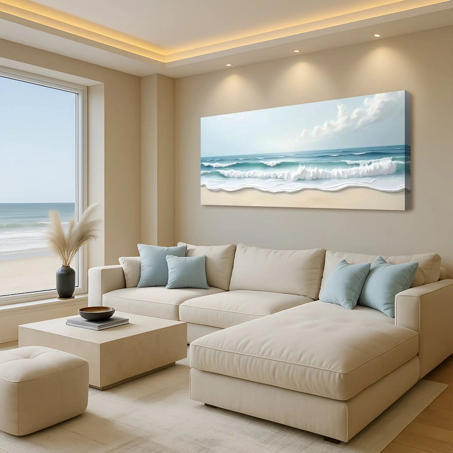 Serene Ocean Wave Coastal Wall Art Canvas XIV