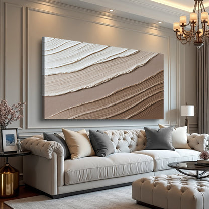 Minimalist Wall Art II canvas, textured beige-brown stripes, Tailored Canvases on Tampa Home & Garden Store