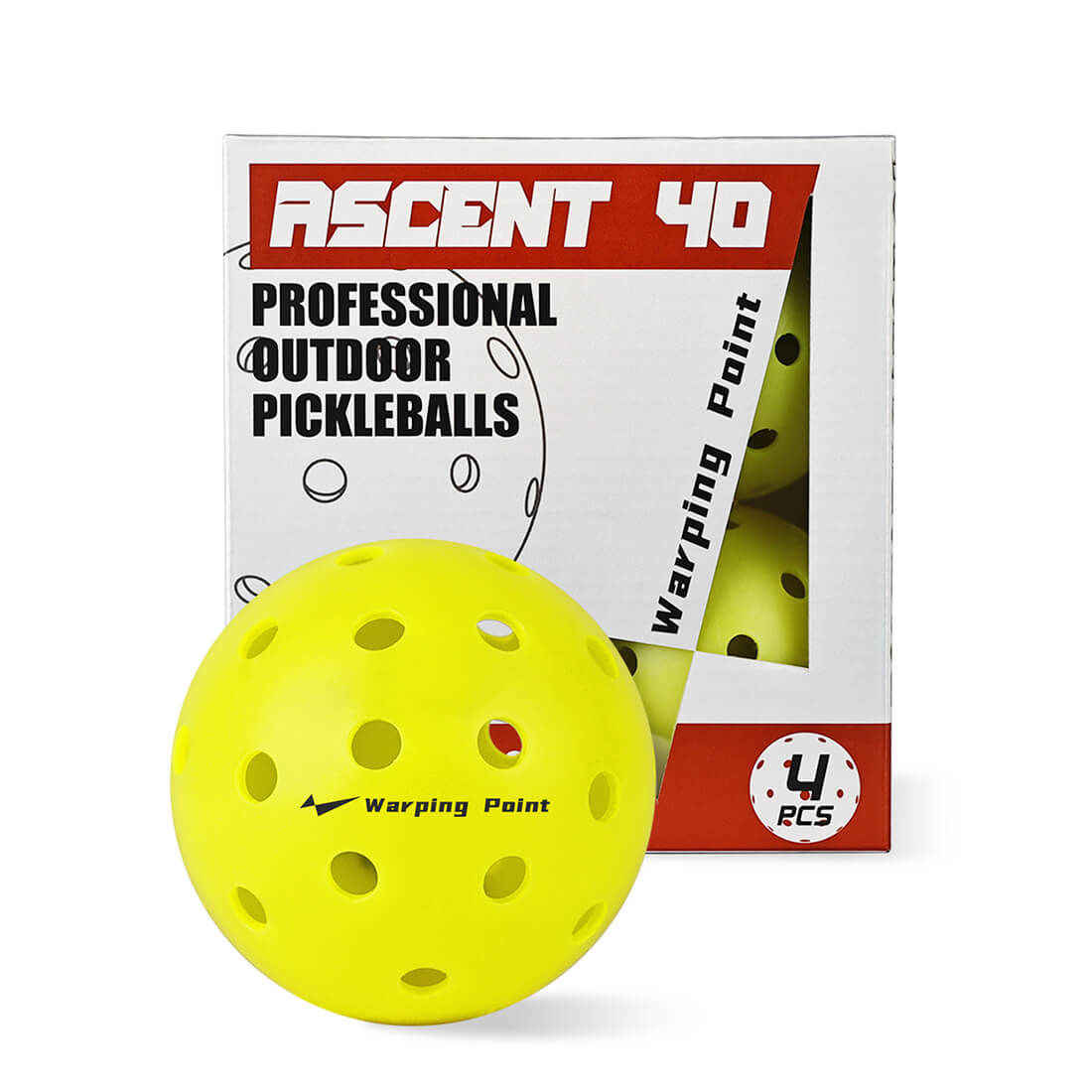 Ascent Outdoor Tournament Pickleballs neon yellow 4-pack Warping Point on Tampa Home & Garden Store