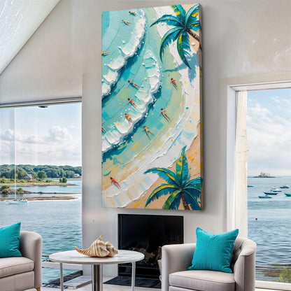 Beach Days Wall Art XXI canvas by Tailored Canvases featuring turquoise waves and palm trees on Tampa Home & Garden Store