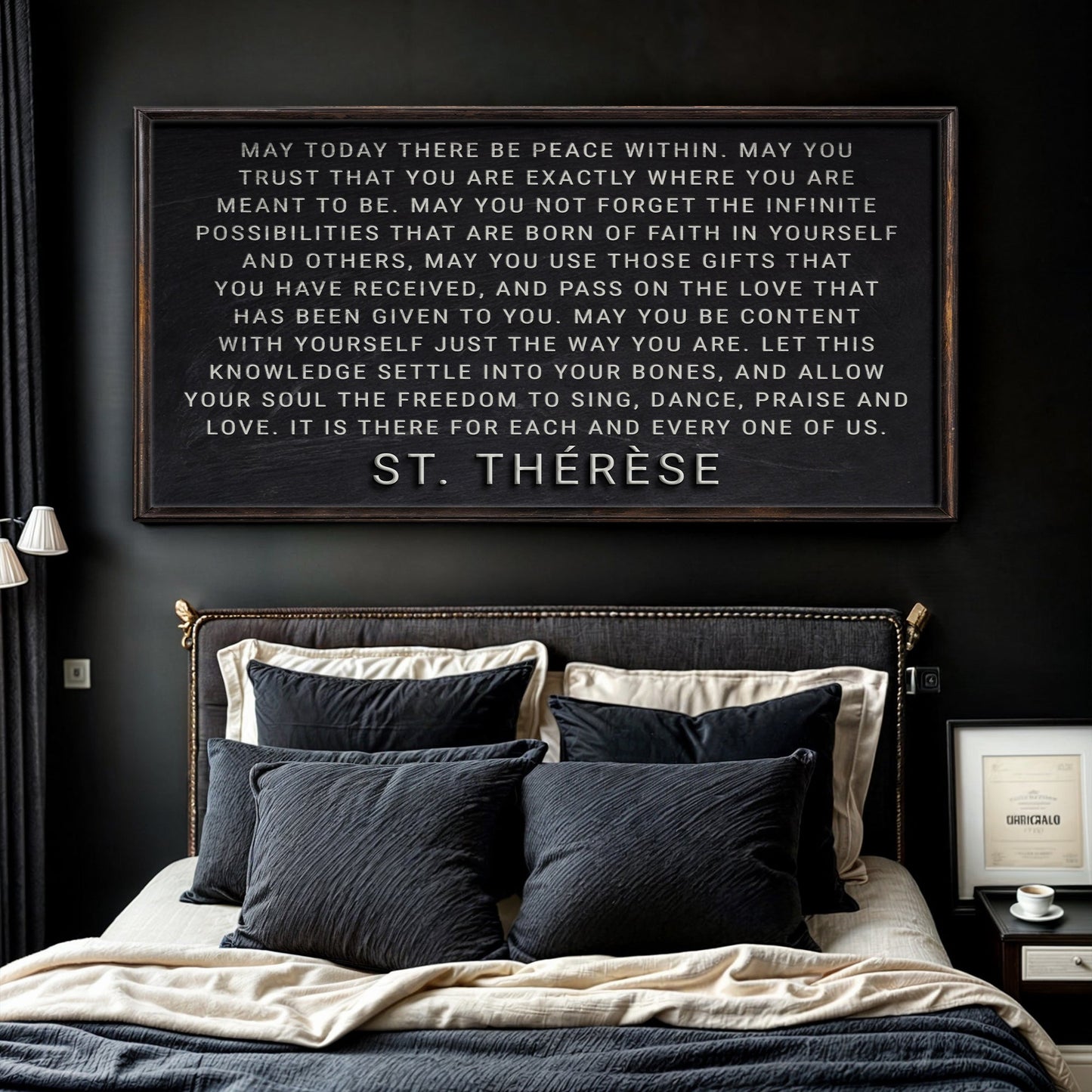Faith Sign canvas May Today There Be Peace Within by Tailored Canvases, black framed canvas on Tampa Home & Garden Store