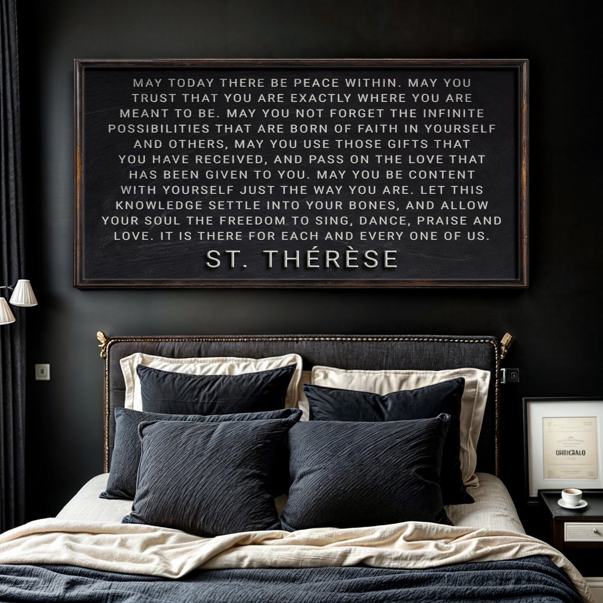 Faith Sign canvas May Today There Be Peace Within by Tailored Canvases, black framed canvas on Tampa Home & Garden Store