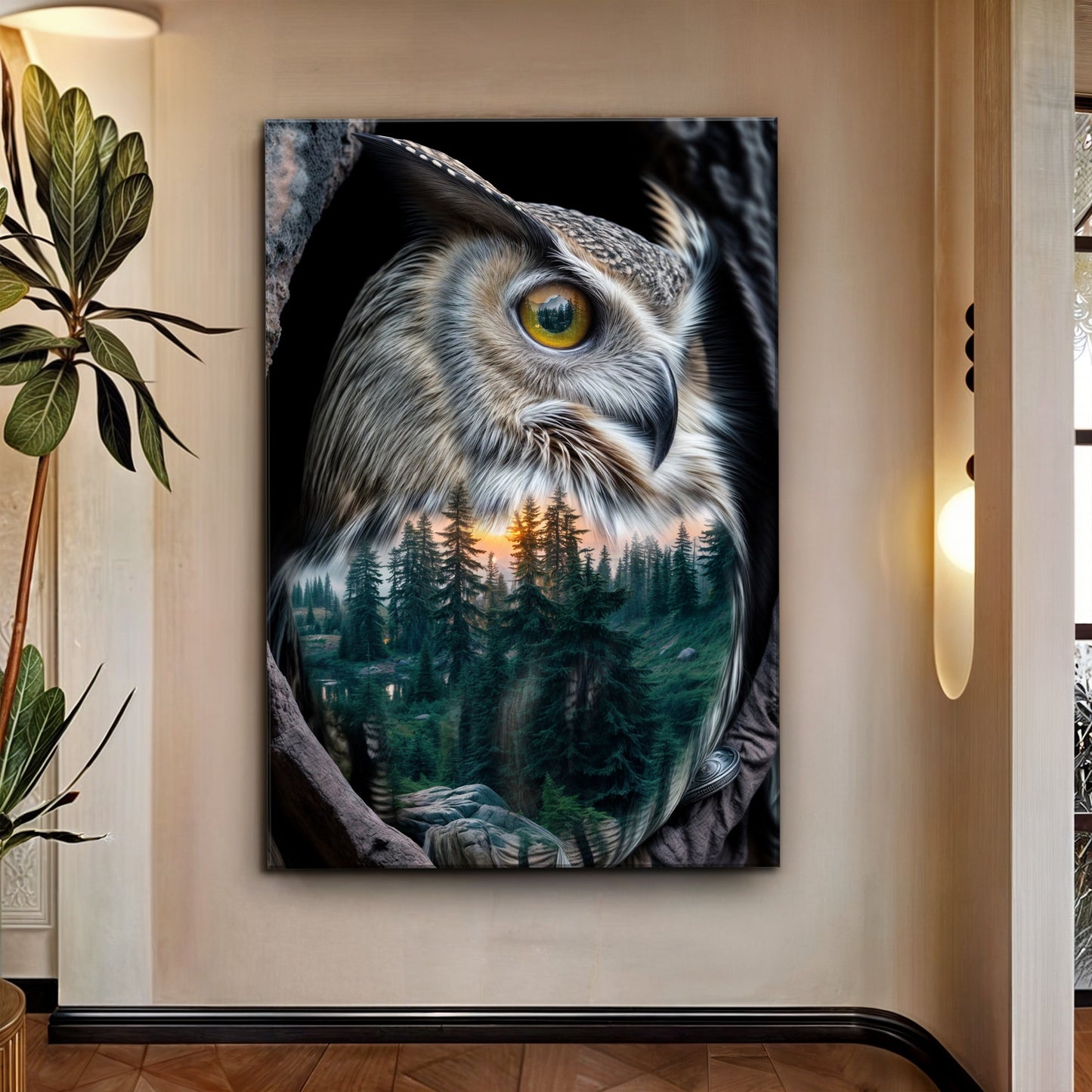 Owl Double Exposure Wall Art canvas by Tailored Canvases, crafting canvas on Tampa Home & Garden Store