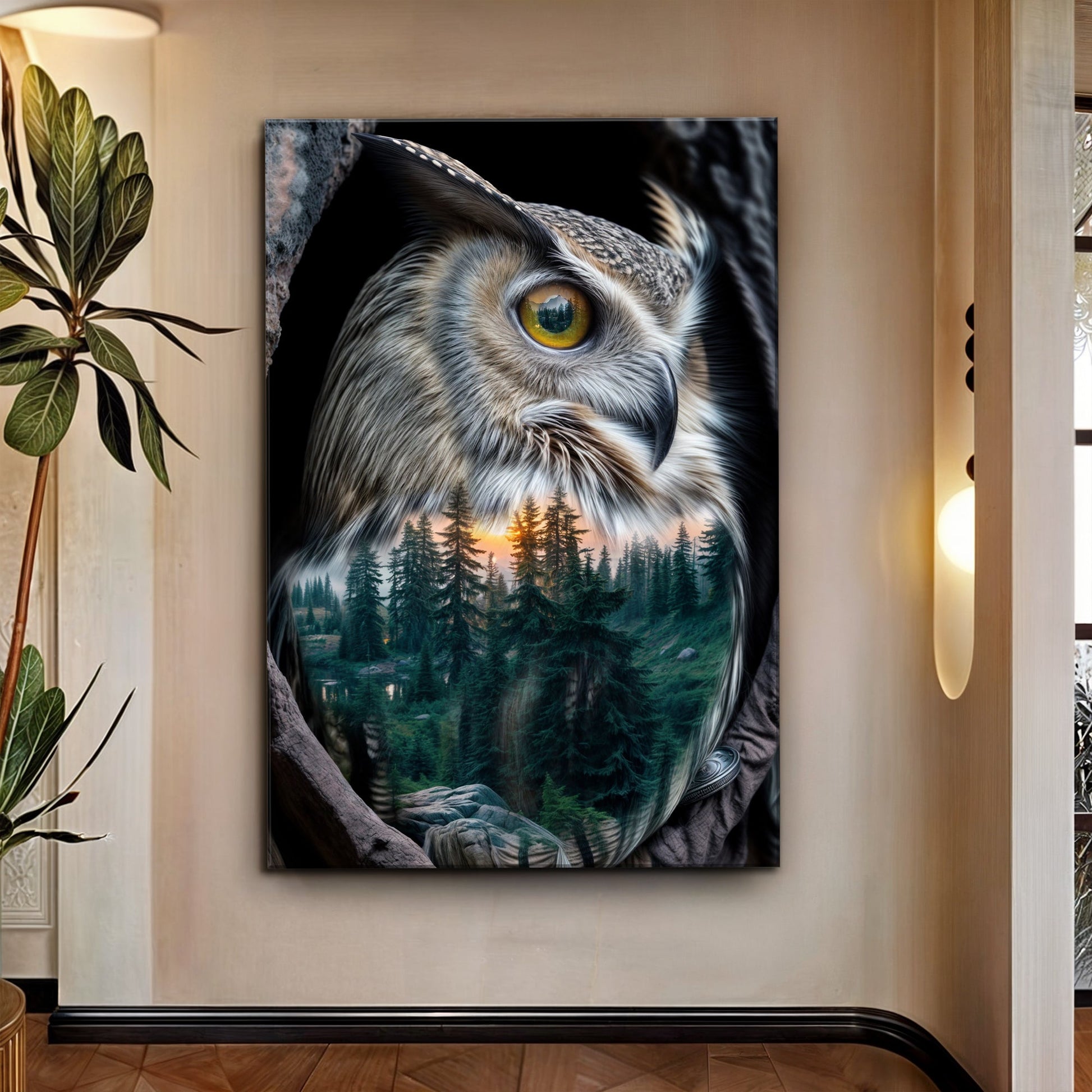 Owl Double Exposure Wall Art canvas by Tailored Canvases, crafting canvas on Tampa Home & Garden Store