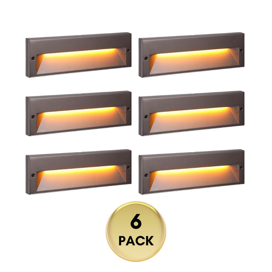 STLA10 6-Pack 6W Low Voltage 10.6" LED Outdoor Step Lights, 12V-24V 5CCT 1800K/2700K/3000K/4000K/.Integrated LED Aluminum Deck Lights Landscape Lights