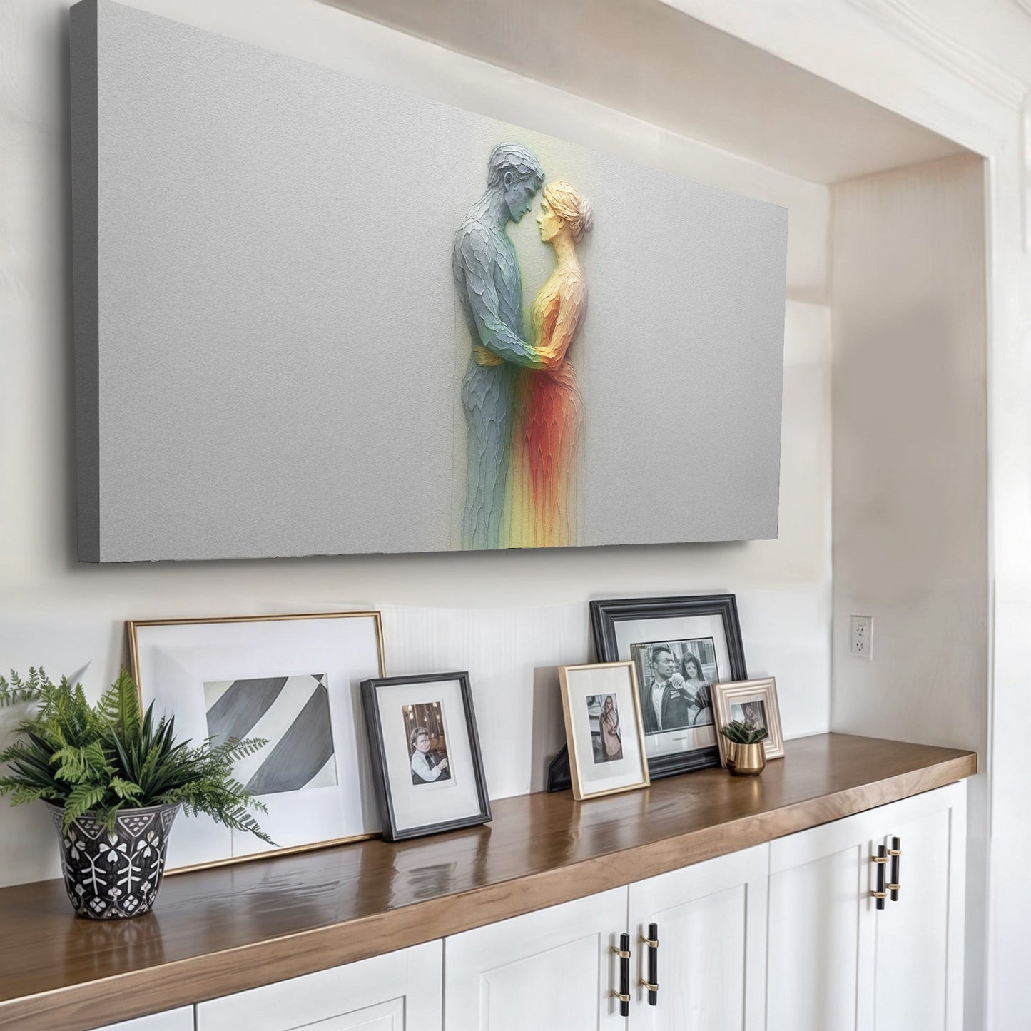 Find Romance Abstract Wall Art canvas by Tailored Canvases with rainbow-hued couple relief on Tampa Home & Garden Store