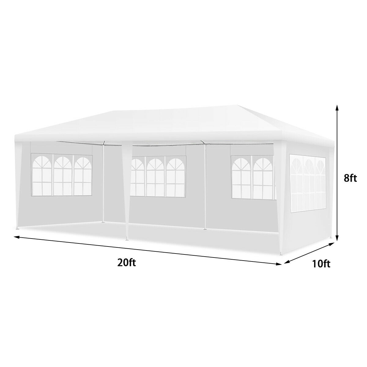 GemGear 10 x 20 ft outdoor party canopy tent with removable walls and carry bag, white on Tampa Home & Garden Store