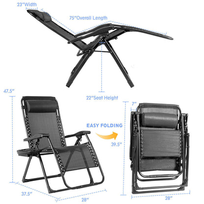 Sillón reclinable grande con portavasos de alta resistencia para exteriores - Azul