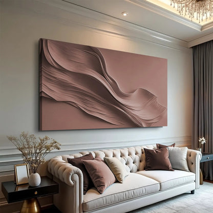 Warm Terracotta Minimalist Wall Art Canvas by Tailored Canvases, abstract flowing lines on Tampa Home & Garden Store