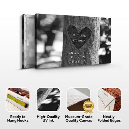 Tree Trunk Family Names Sign canvas Tailored Canvases, black-and-white MICHAEL + VICTORIA on Tampa Home & Garden Store