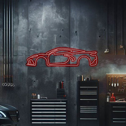 Corvette C8 Metal Neon Car Wall Art - MTN0022