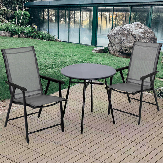 Set of 2 Outdoor Patio Folding Chairs-Gray - Tampa Home & Garden Store