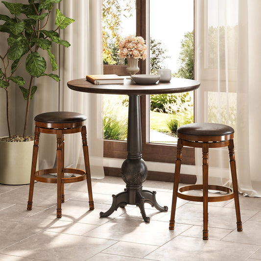 Set of 2 29-Inch Swivel Leather Padded Dining Bar Stools - Tampa Home & Garden Store
