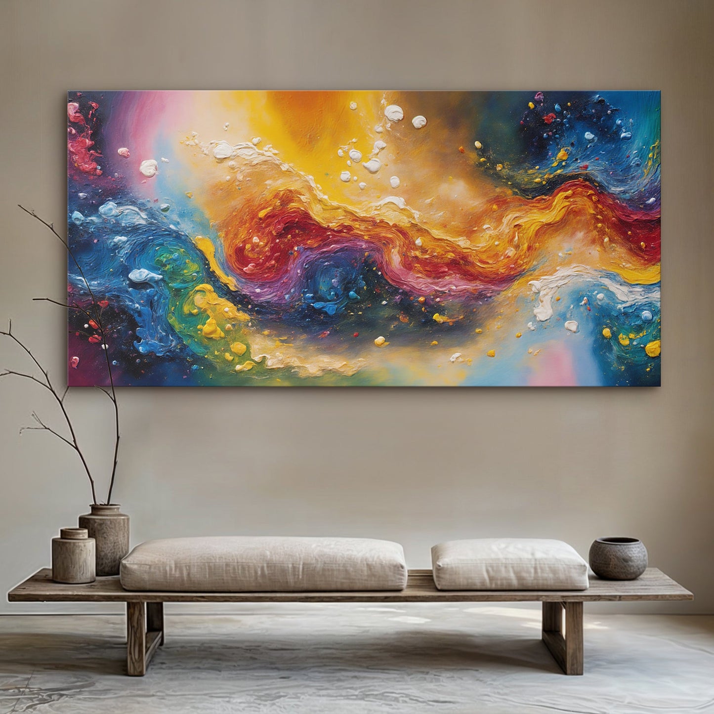 Chroma Nova Wall Art canvas by Tailored Canvases vibrant abstract swirls with impasto texture on Tampa Home & Garden Store