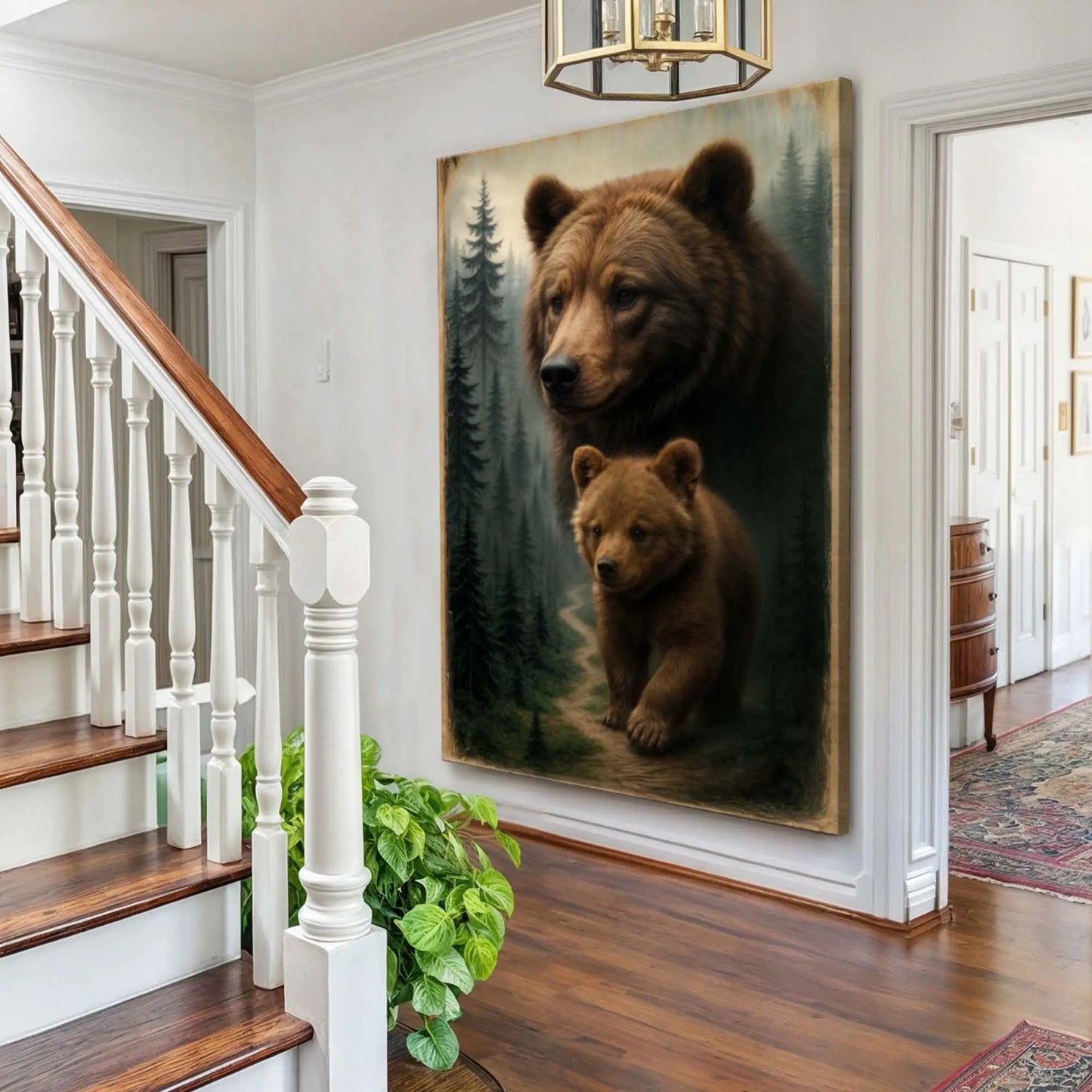 Path of the Wild Kin Bear and Cub Wall Art canvas featuring bears amid forest backdrop on Tampa Home & Garden Store