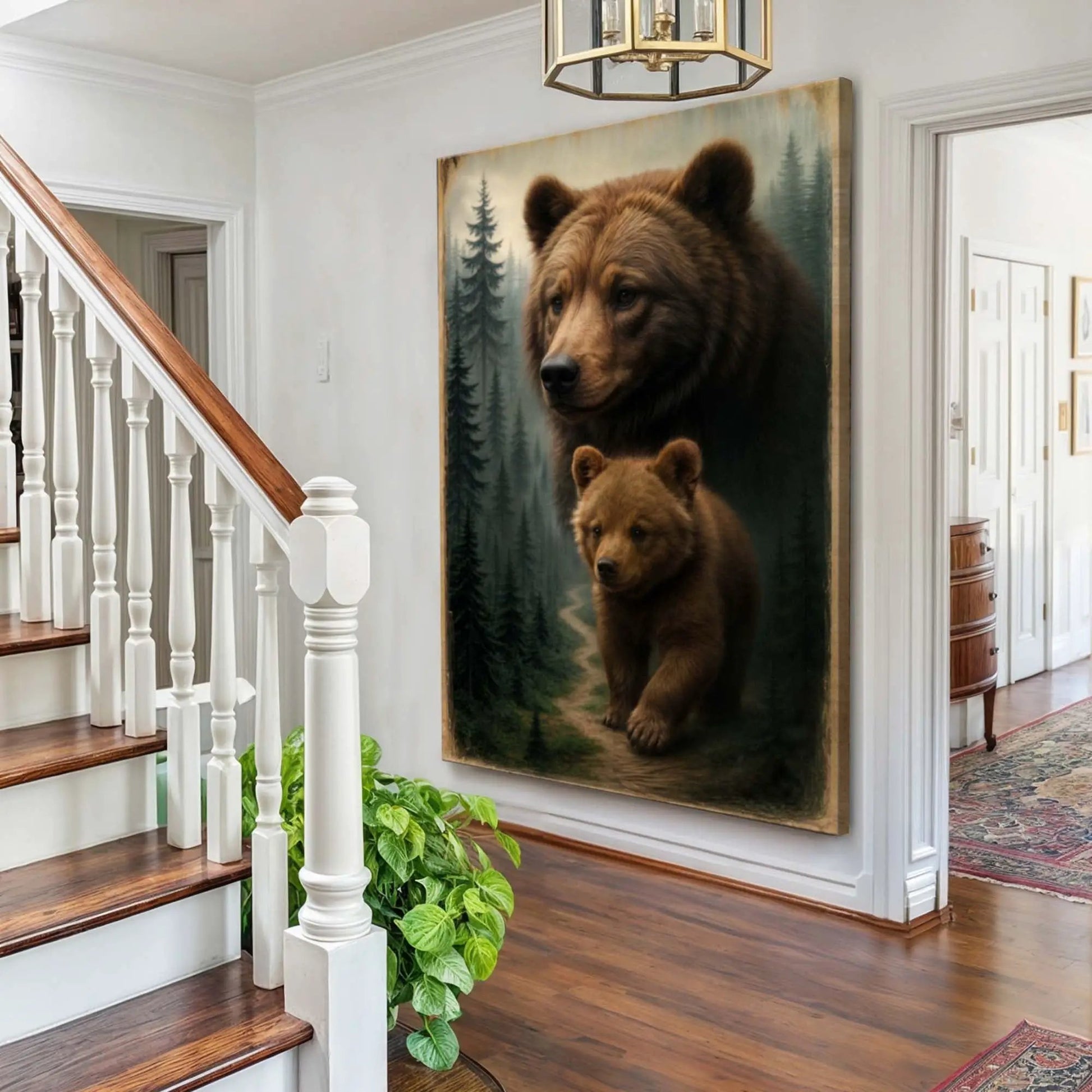 Path of the Wild Kin Bear and Cub Wall Art canvas featuring bears amid forest backdrop on Tampa Home & Garden Store