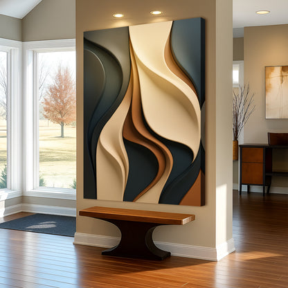 Modern Abstract Minimalist Canvas by Tailored Canvases cream curves on Tampa Home & Garden Store