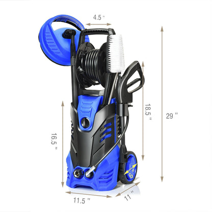 Hidrolavadora eléctrica de alta presión de 3000 PSI con limpiador de patios - Azul