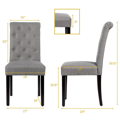 2 Pieces Tufted Dining Chair Set with Adjustable Anti-Slip Foot Pads