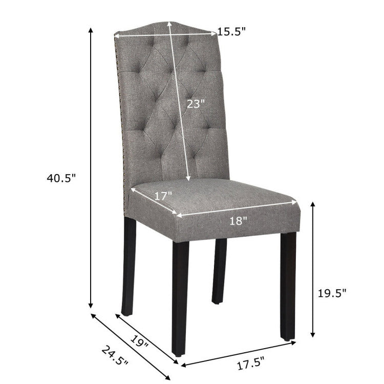 Juego de 2 sillas de comedor tapizadas capitoné - Gris