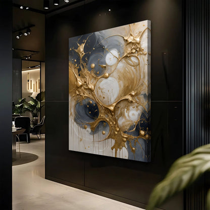 Black and Gold Splash Wall Art canvas by Tailored Canvases with abstract gold on Tampa Home & Garden Store