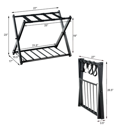 Juego de 2 maleteros plegables de metal – Negro