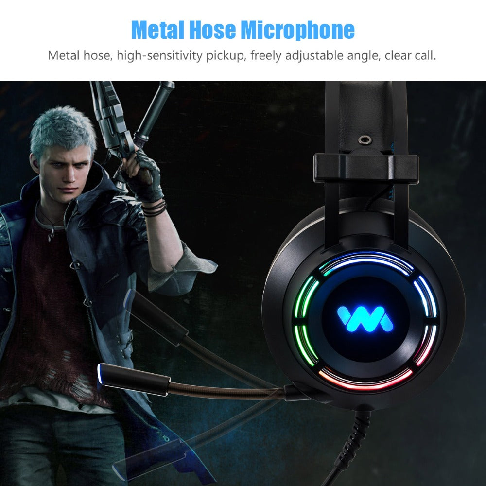 Stevvex gaming headset ST10S4237IUQ with RGB ring lighting and metal hose microphone for PC on Tampa Home & Garden Store