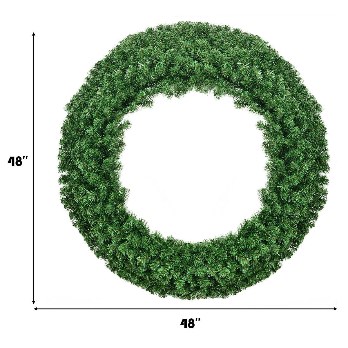 48 inch DirectDeals pre-lit cordless artificial Christmas wreath with lush green pine needles on Tampa Home & Garden Store