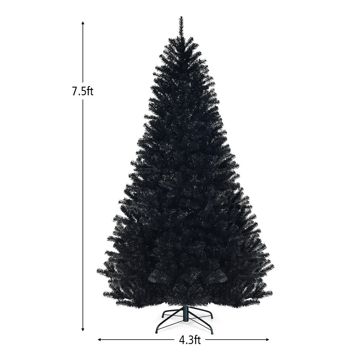 7.5 ft hinged artificial Christmas tree in black with metal stand DirectDeals on Tampa Home & Garden Store