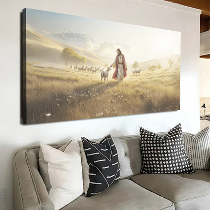 Canvas 99 Faith Wall Art V Tailored Canvases golden pastoral scene with Jesus and sheep on Tampa Home & Garden Store